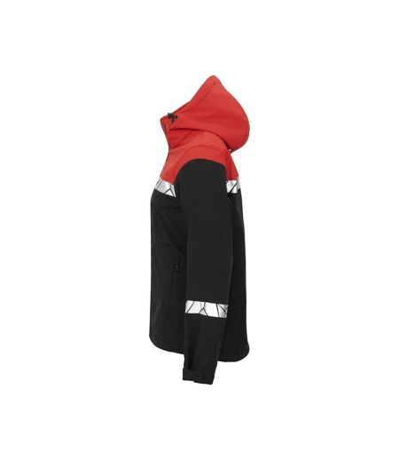 Womens/ladies Progression Soft Shell Jacket Black Red Projob