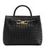 Woven Leather Tote Bag One Size Black Where´s That From-1