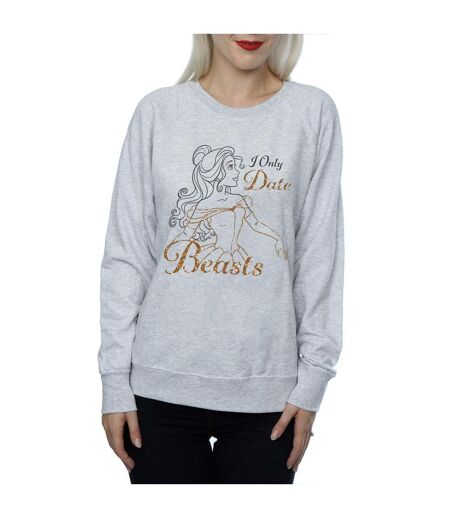 Disney Princess Womens/Ladies Belle I Only Date Beasts Sweatshirt (Heather Grey)