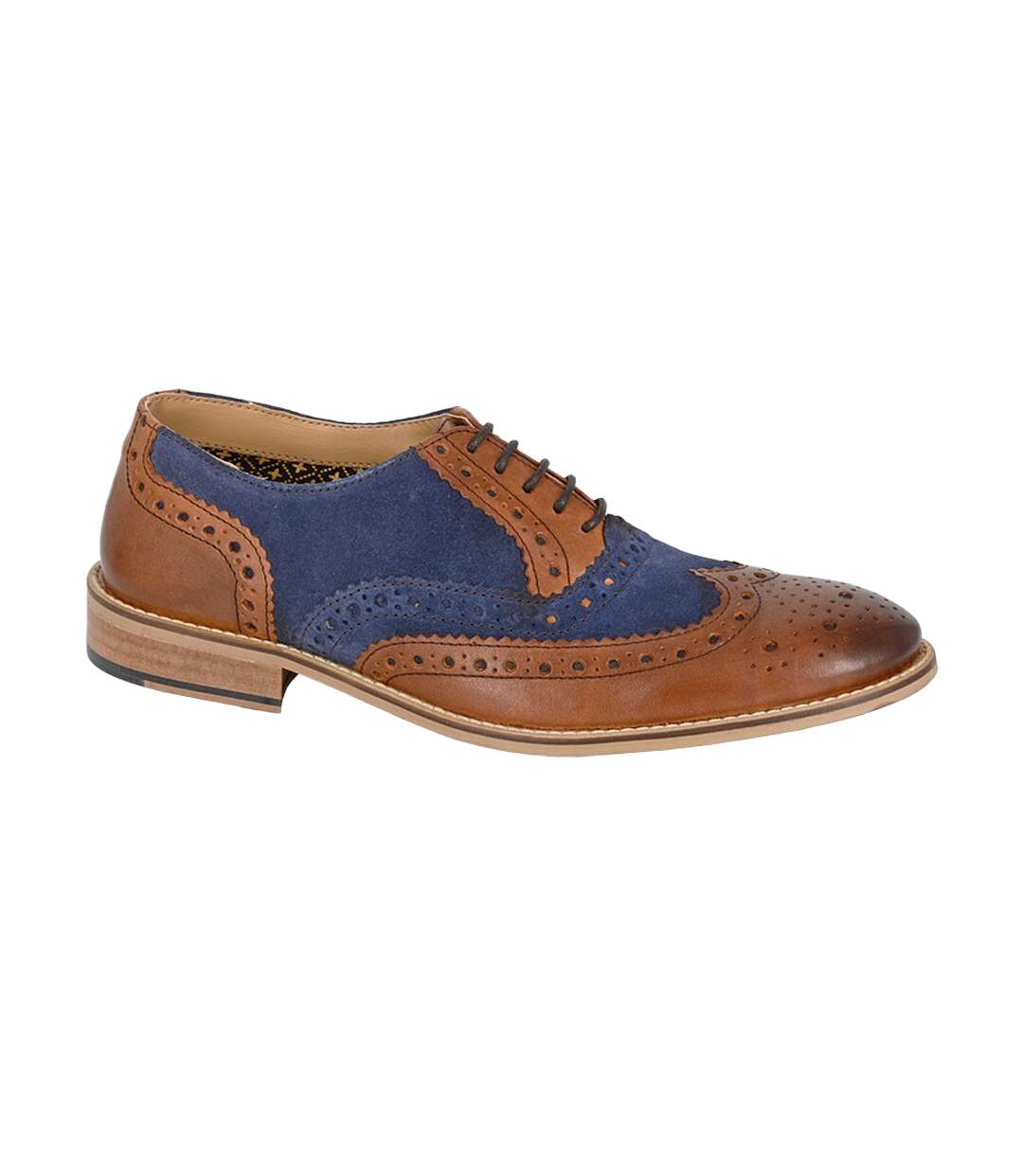 Chaussures Brogues Homme Brun Clair Bleu Marine Roamers-1