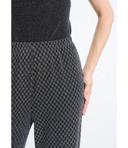 Pantalon droit taille élastiquée maille sequins