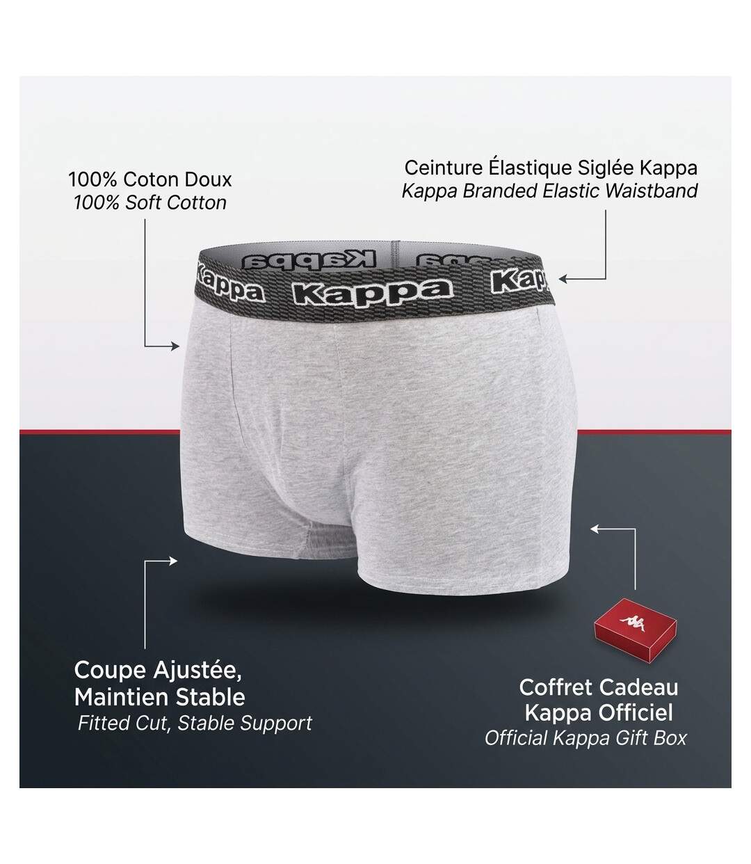 KAPPA Boxers Homme Pack de 4 (Lot) - Coton, Coffret Cadeau-5