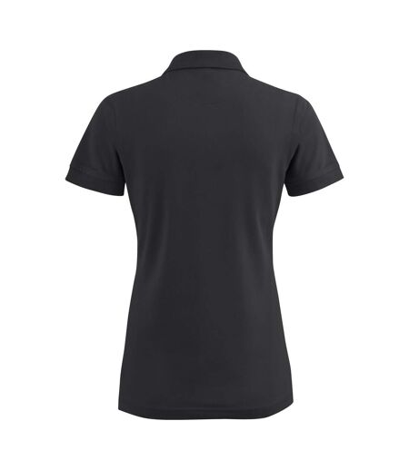 Womens/ladies Stretch Polo Shirt Black Printer