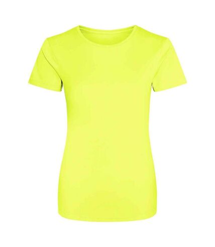 Just cool womens/ladies sports plain t-shirt electric yellow AWDis