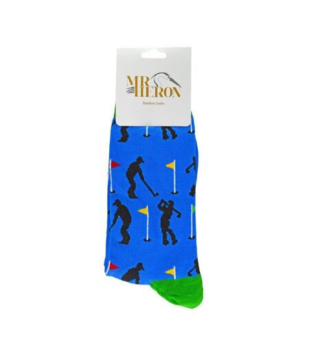 1 Pack Mens Novelty Blue Golf Bamboo Socks