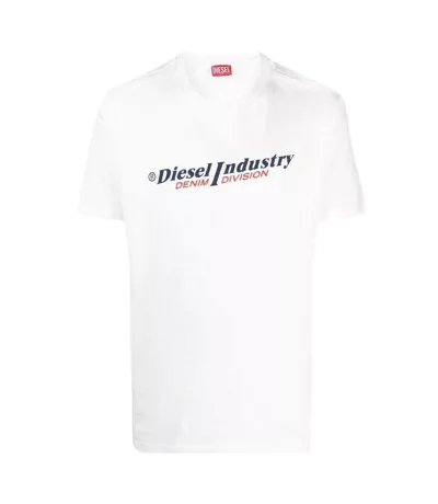 T-shirt Motif/style Logo Industry Denim Division Adulte Blanc Diesel