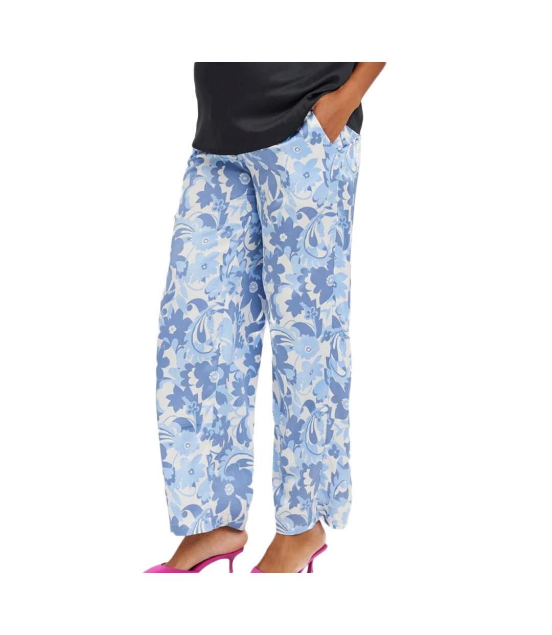 Pantalon imprimé bleu/blanc femme vero moda marternity mulla-1
