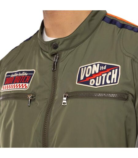 Veste zippée homme de moto en polyester avec patchs Oil Vondutch