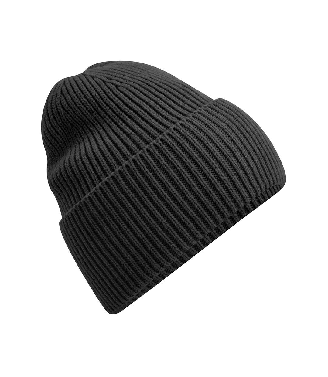Unisex adult cuffed oversized beanie charcoal Beechfield-1