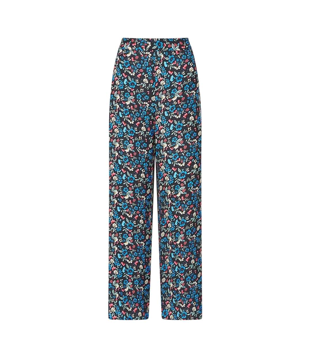 Pantalon Motif/style Floral Femme Bleu Yumi-2
