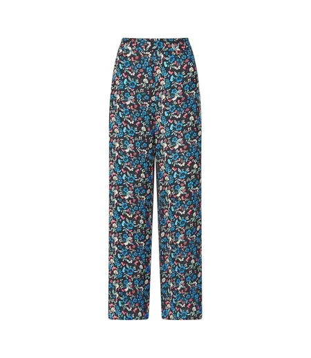 Pantalon Motif/style Floral Femme Bleu Yumi