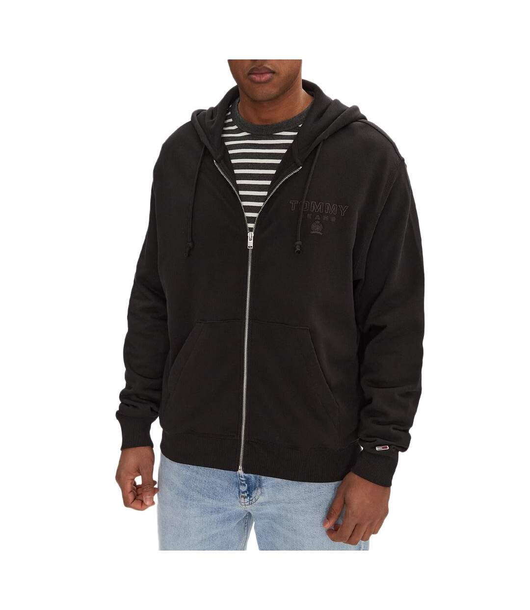 Sweat  zippé noir homme tommy hilfiger varsity tona-1