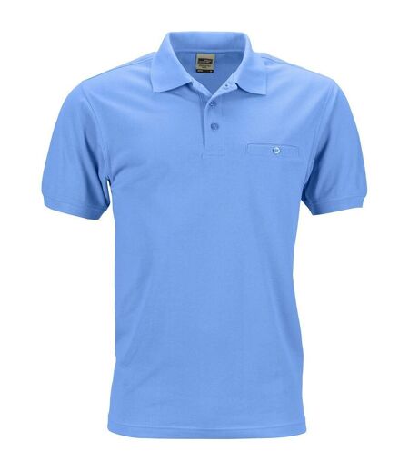 Polo homme poche poitrine - workwear - JN846 - bleu aqua