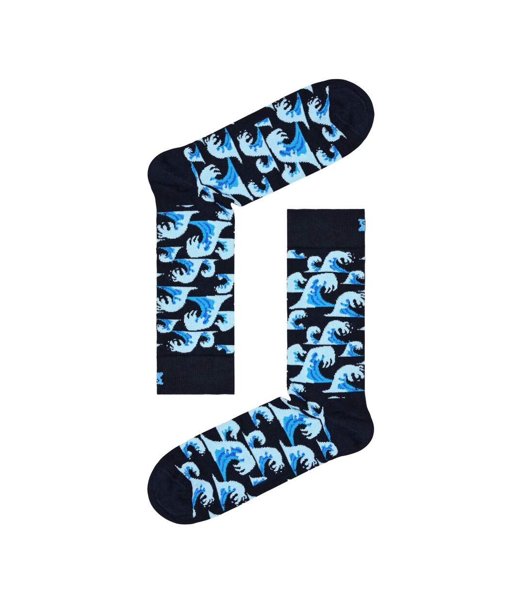 1 Pack Mens & Ladies Cotton Blue Waves Design Socks-2