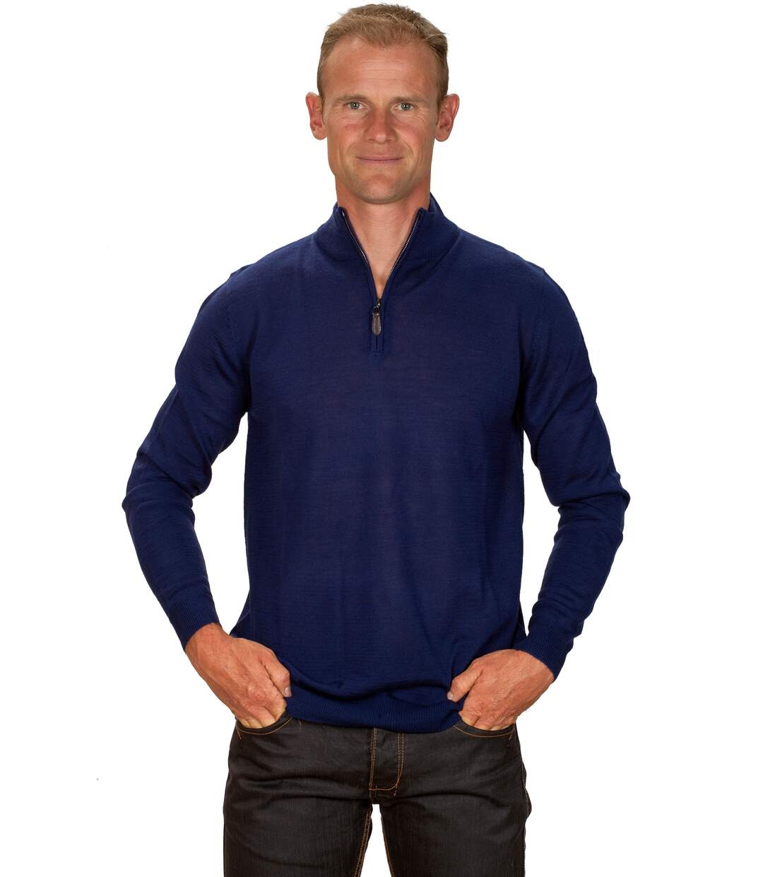 Pull Col Zippé Cachemire Fin Bleu Electrique Pull Col Zippé Cachemire Fin Bleu Electrique