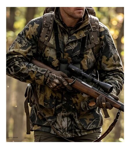 LEDERTYS LY0004 — Veste de chasse déperlante camouflage Forestwood kaki : confort et fonctionnalité sur le terrain