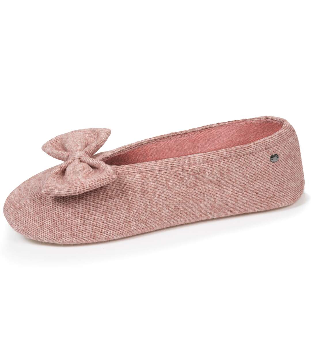 Isotoner Chaussons Ballerines femme ultra confortables, semelle en cuir, détail grand nœud-1
