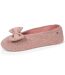 Isotoner Chaussons Ballerines femme ultra confortables, semelle en cuir, détail grand nœud-1