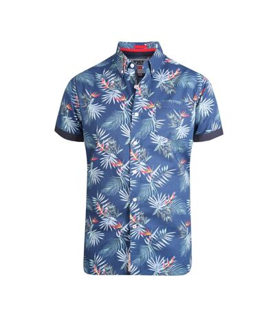 Duke Mens Reuben Kingsize Hawaiian Leaf Shirt (Bleu marine) - UTDC252