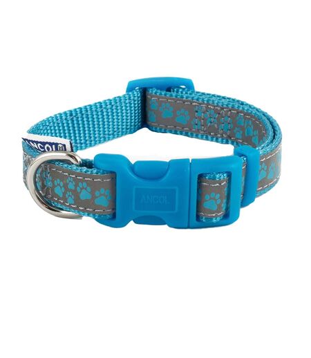 Patterned collection paw print reflective dog collar 30cm 50cm blue Ancol