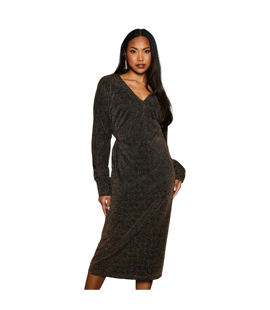 Robe Mi-longue Femme Jaune Or Principles-2