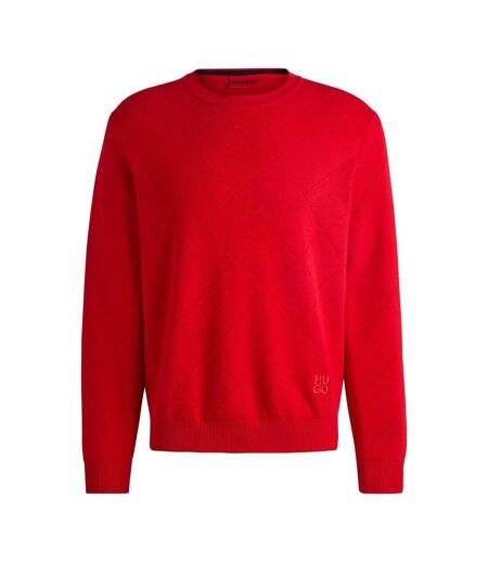 Mens Symond Square Knitted Sweatshirt Pink Hugo
