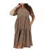 Womens/ladies Tiered Crew Neck Short-sleeved Midi Dress Brown Black Brave Soul-2