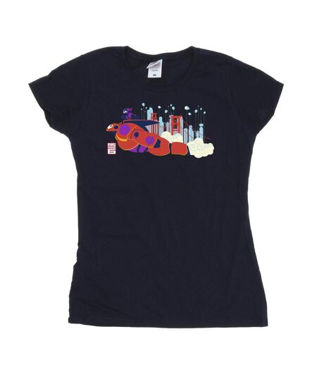Disney - T-shirt BIG HERO BAYMAX HIRO BRIDGE - Femme (Bleu marine) - UTBI13178