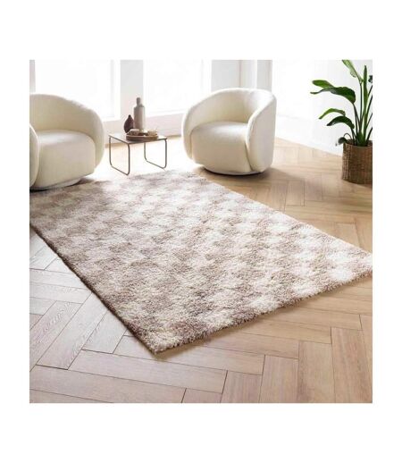 Tapis Déco Shaggy Damero 160x230cm Naturel