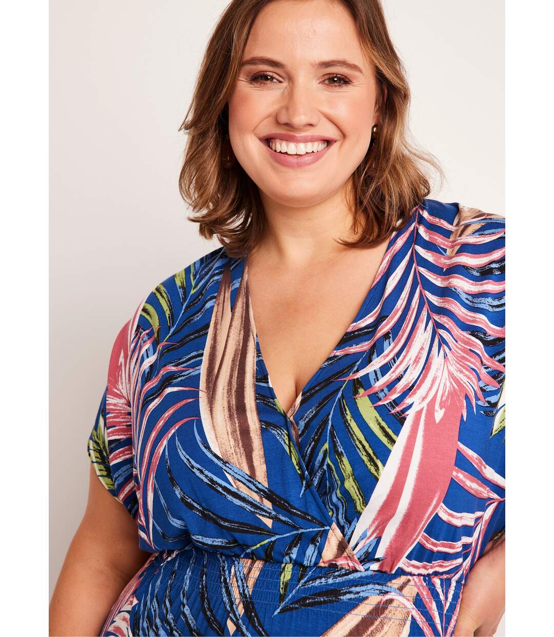 Robe longue évasée imprimé tropical-3