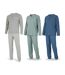 OZABI Ensemble Pyjama Homme Long Pack de 3, Haut Imprimé Col Boutonné-1