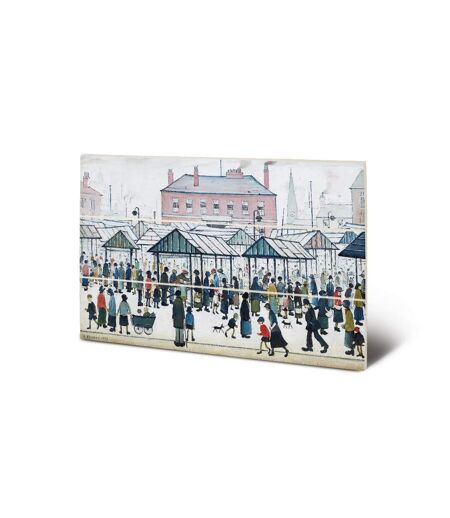 L.S. Lowry - Imprimé MARKET SCENE NORTHERN TOWN (Blanc cassé) (20 cm x 29,5 cm) - UTPM6377