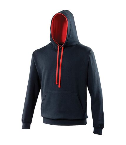 Awdis Varsity Hooded Sweatshirt / Hoodie (New French Navy/Fire Red)