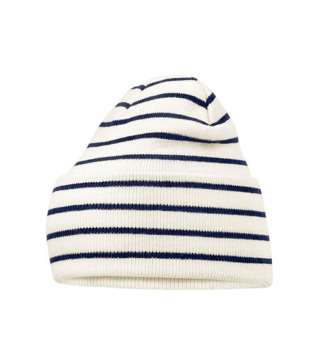Bonnet Motif/style Rayé Original Blanc Doux Bleu Marine Français Beechfield