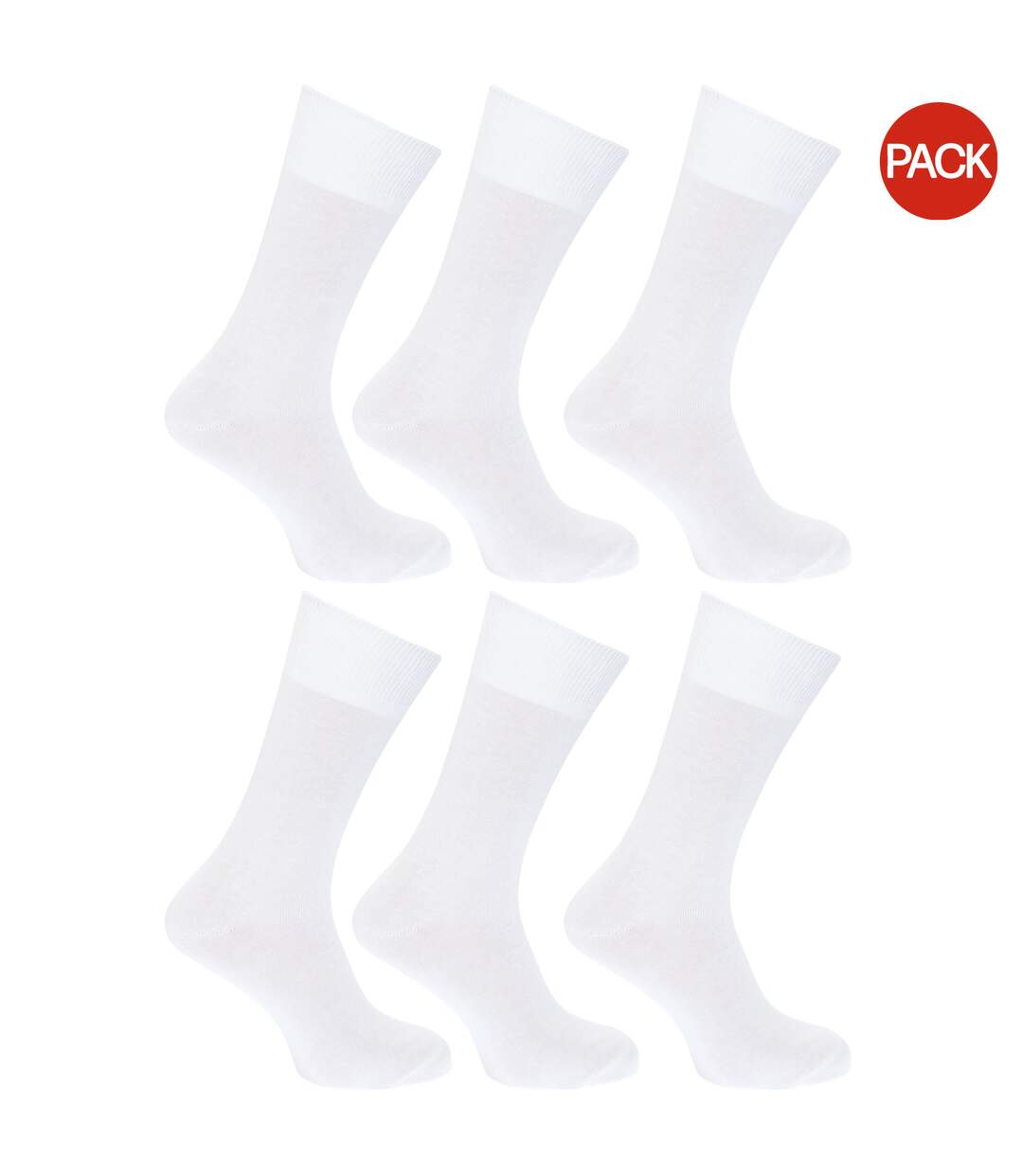 Lot de 6  Chaussettes unies 100% coton paires homme blanc Floso-1