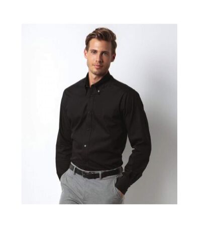 Mens Slim Fit Long Sleeve Business / Work Shirt Black Kustom Kit