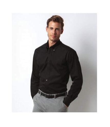 Kustom Kit Mens Slim Fit Long Sleeve Business / Work Shirt (Black) - UTBC2684