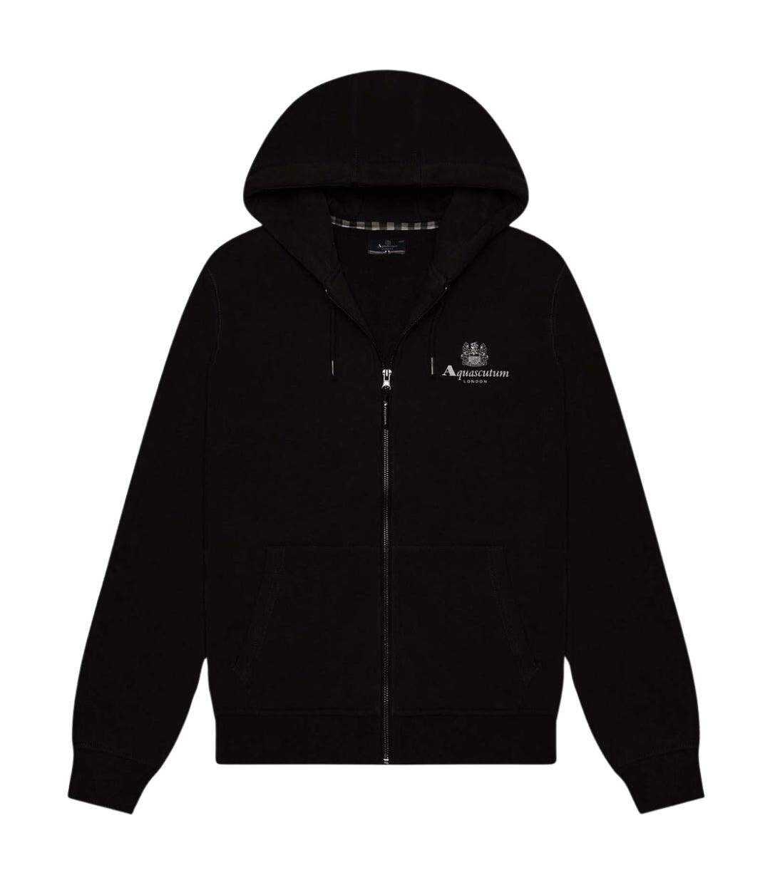 Mens Active Small Logo Full Zip Hoodie Black Aquascutum-2
