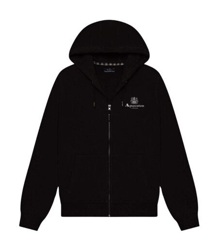 Mens Active Small Logo Full Zip Hoodie Black Aquascutum