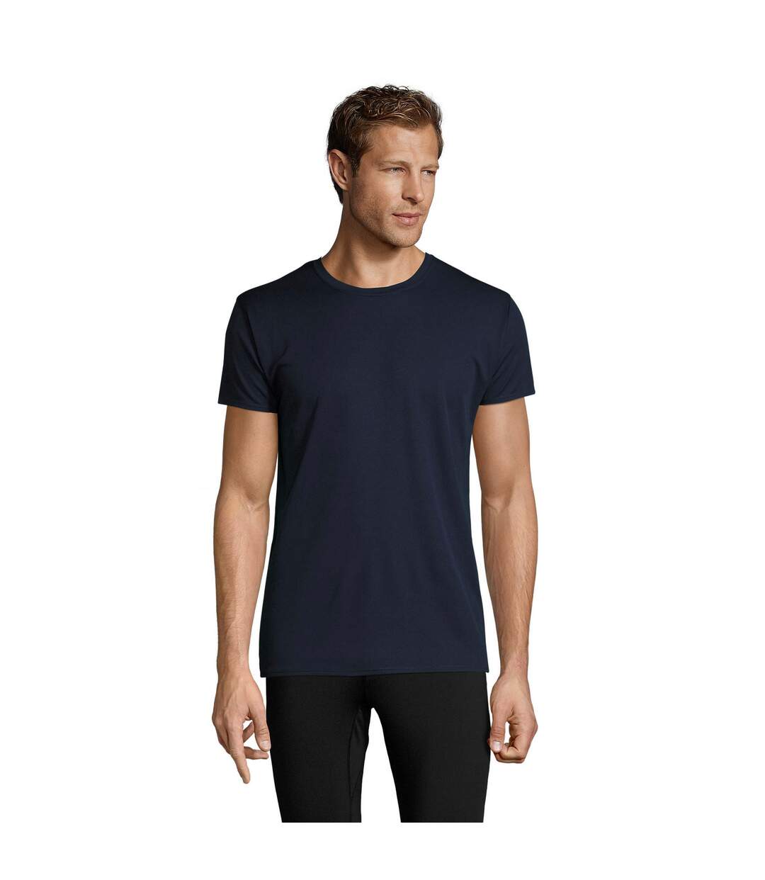 T-shirt Sprint Adulte Bleu Marine Français SOLS-1