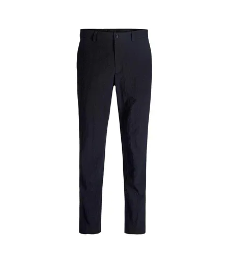 Mens Seersucker Straight Leg Cargo Trousers Night Sky Jack And Jones