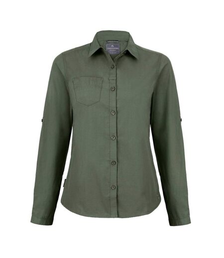 Womens/ladies Kiwi Long-sleeved Shirt Dark Cedar Green Craghoppers