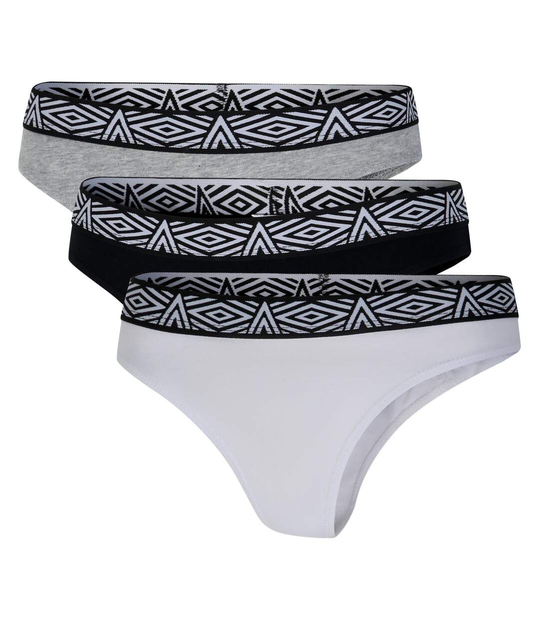 Pack of 3  Womens/ladies core thong  black/grey/white Umbro-1