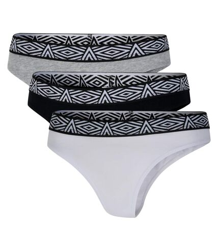 Umbro Womens/Ladies Core Thong (Pack of 3) (Black/Gray/White) - UTUO1397