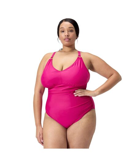 Womens/ladies Shaping V Neck Plus One Piece Swimsuit Pink Speedo