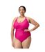 Womens/ladies Shaping V Neck Plus One Piece Swimsuit Pink Speedo-1