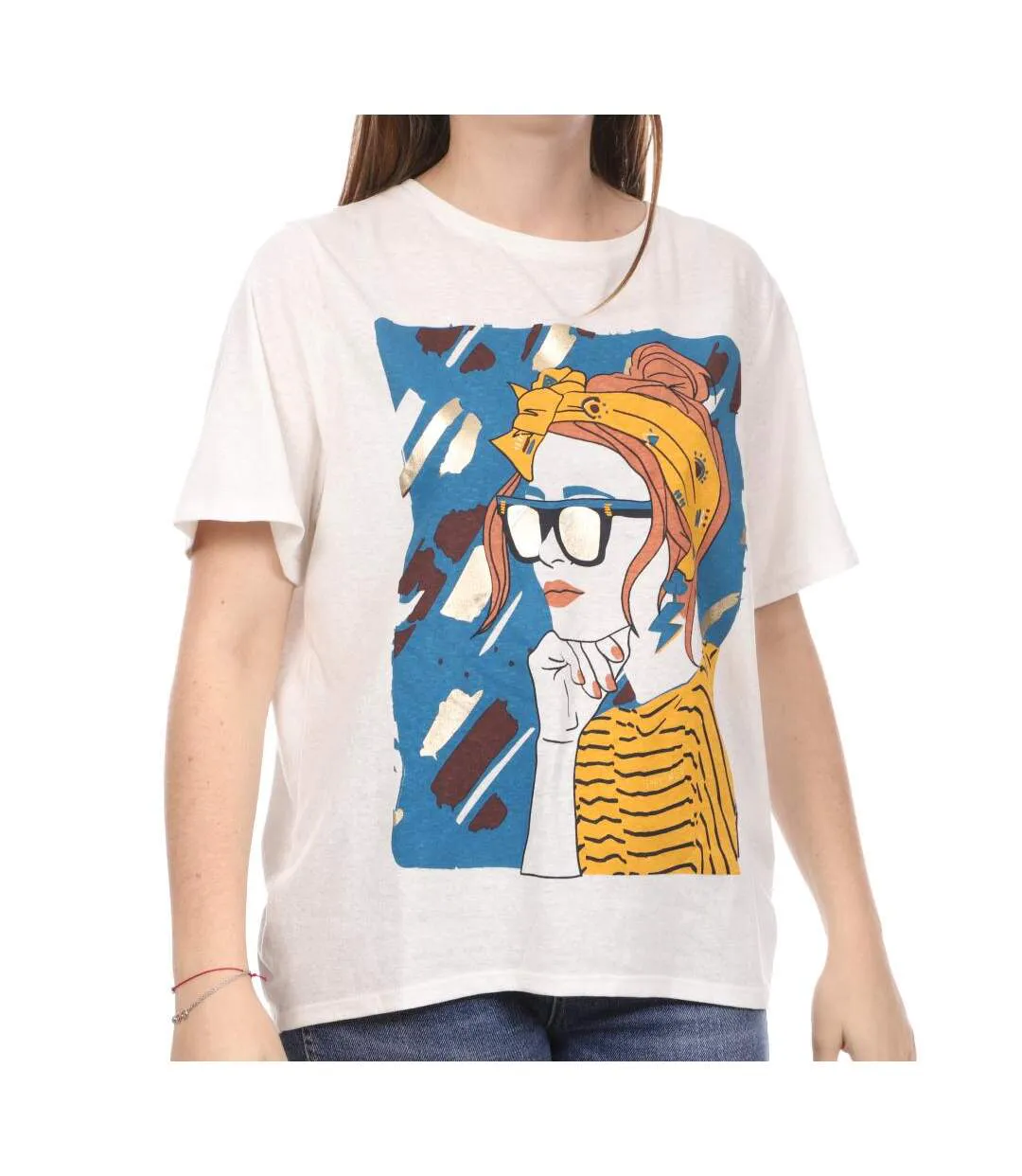T-shirt blanc femme teddy smith face-1
