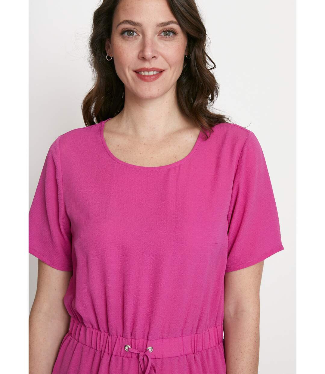 Robe courte droite taille élastiquée-5
