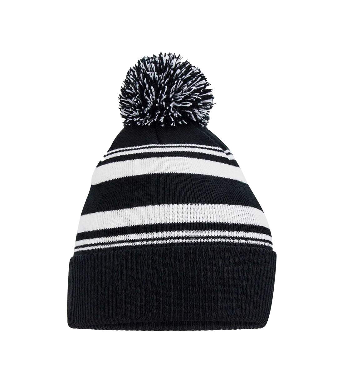 Bonnet Motif/style Rayé Fan Adulte Noir Blanc Beechfield-2