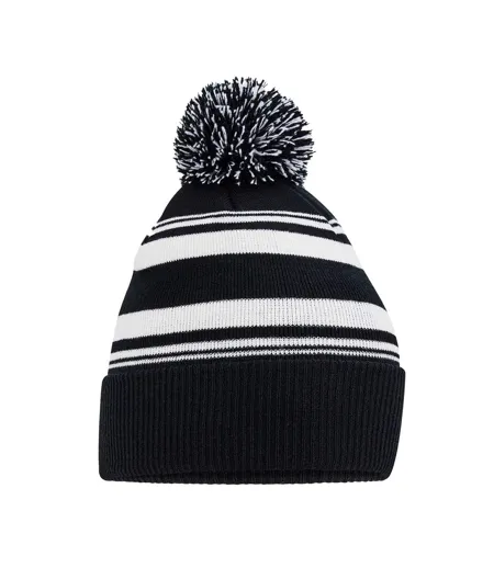 Bonnet Motif/style Rayé Fan Adulte Noir Blanc Beechfield